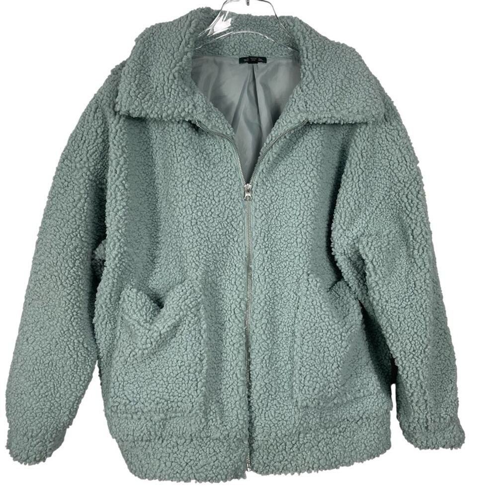 Wild Fable Teddy Coat Jacket Green Oversized Size XS/S - Picture 2 of 9